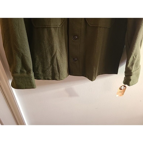 Vintage Olive Green Wool Military Shirt Jacket Size M - Picture 6 of 15